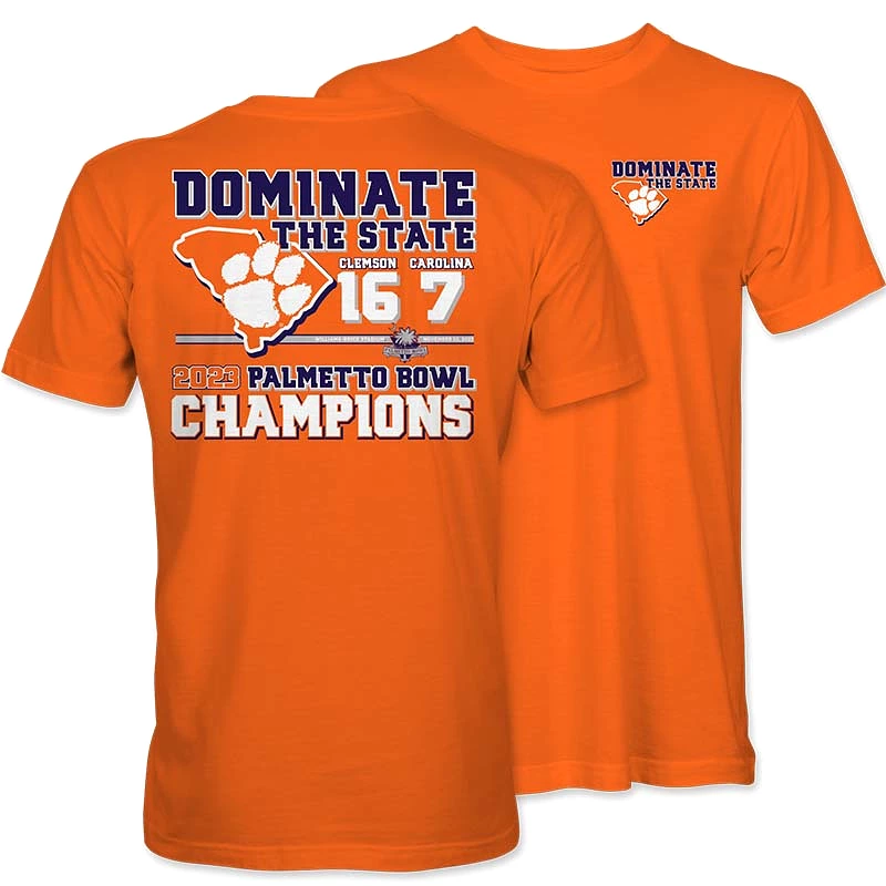 2023 Palmetto Bowl Champions Clemson Dominate Short Sleeve T-Shirt