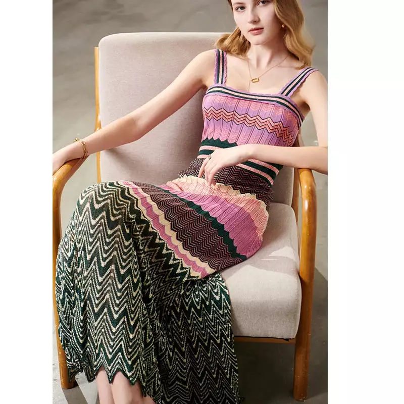 2024 Ashore Boutique Lt Luxury Silk Filament Knitted Dress New Women