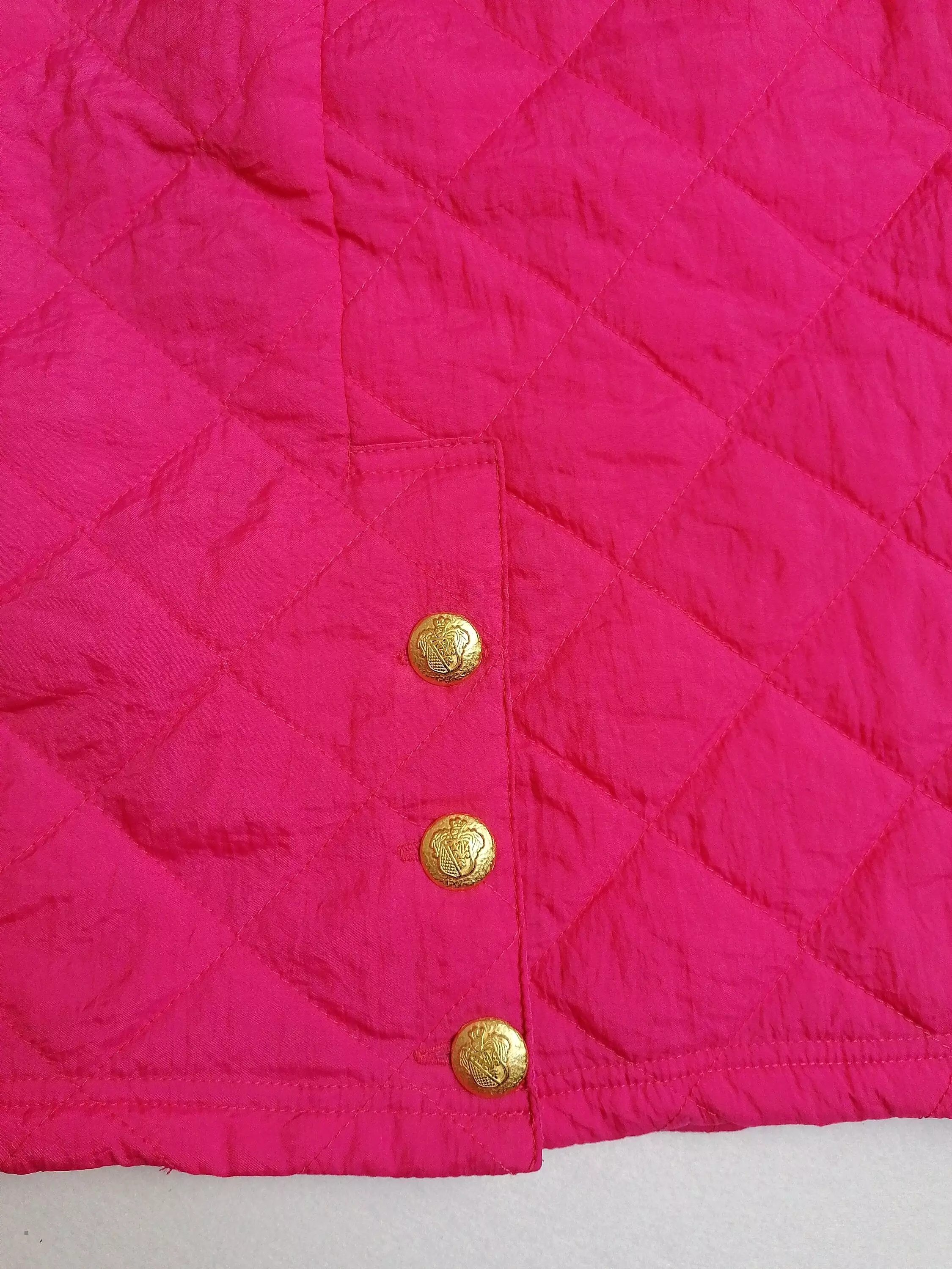 80's Quilted Skirt Nylon Padded High Waist in Pink ~ size S-M