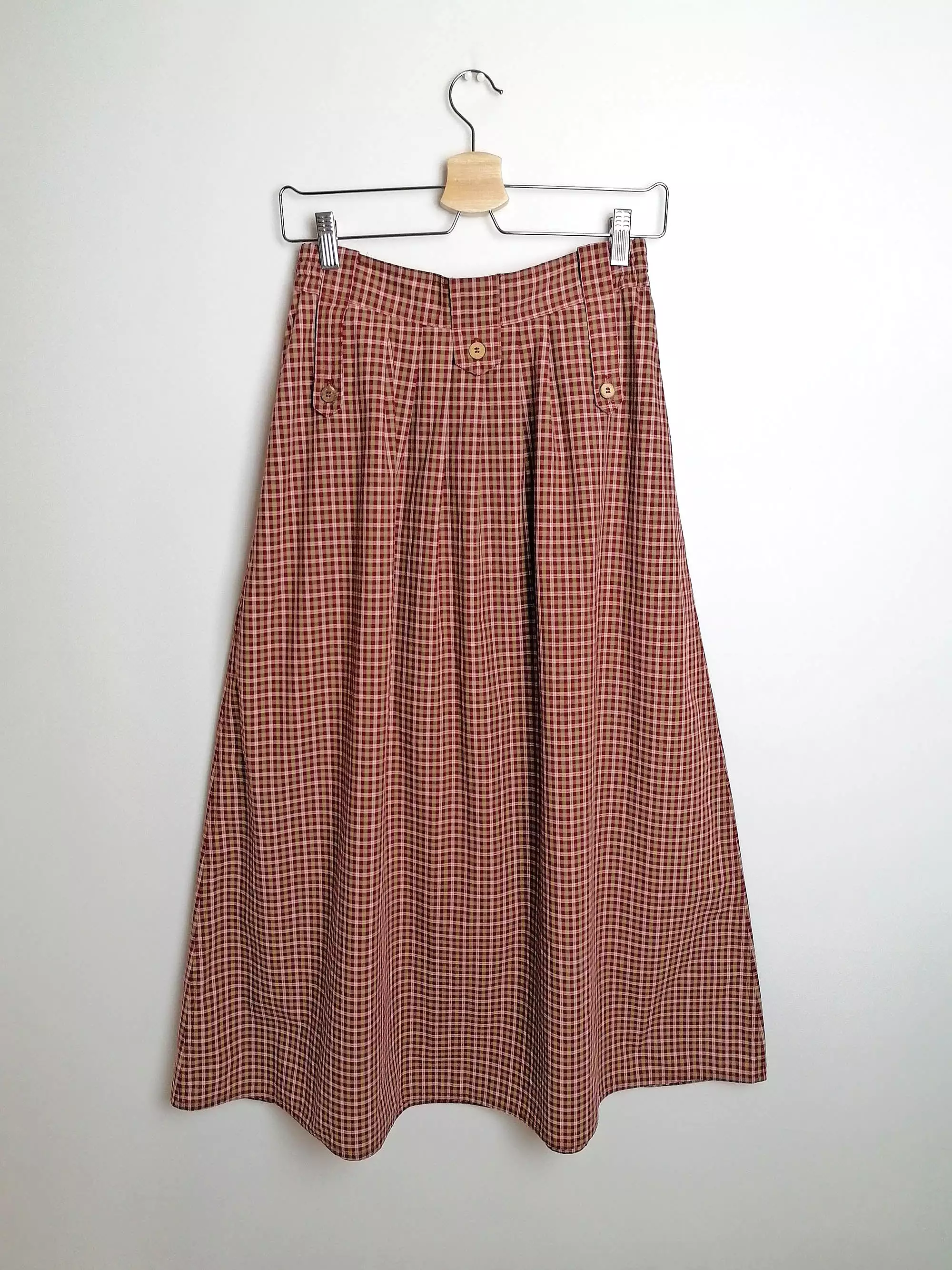 90's BEEQ High Waist Prairie Skirt Gingham Print - size S-M