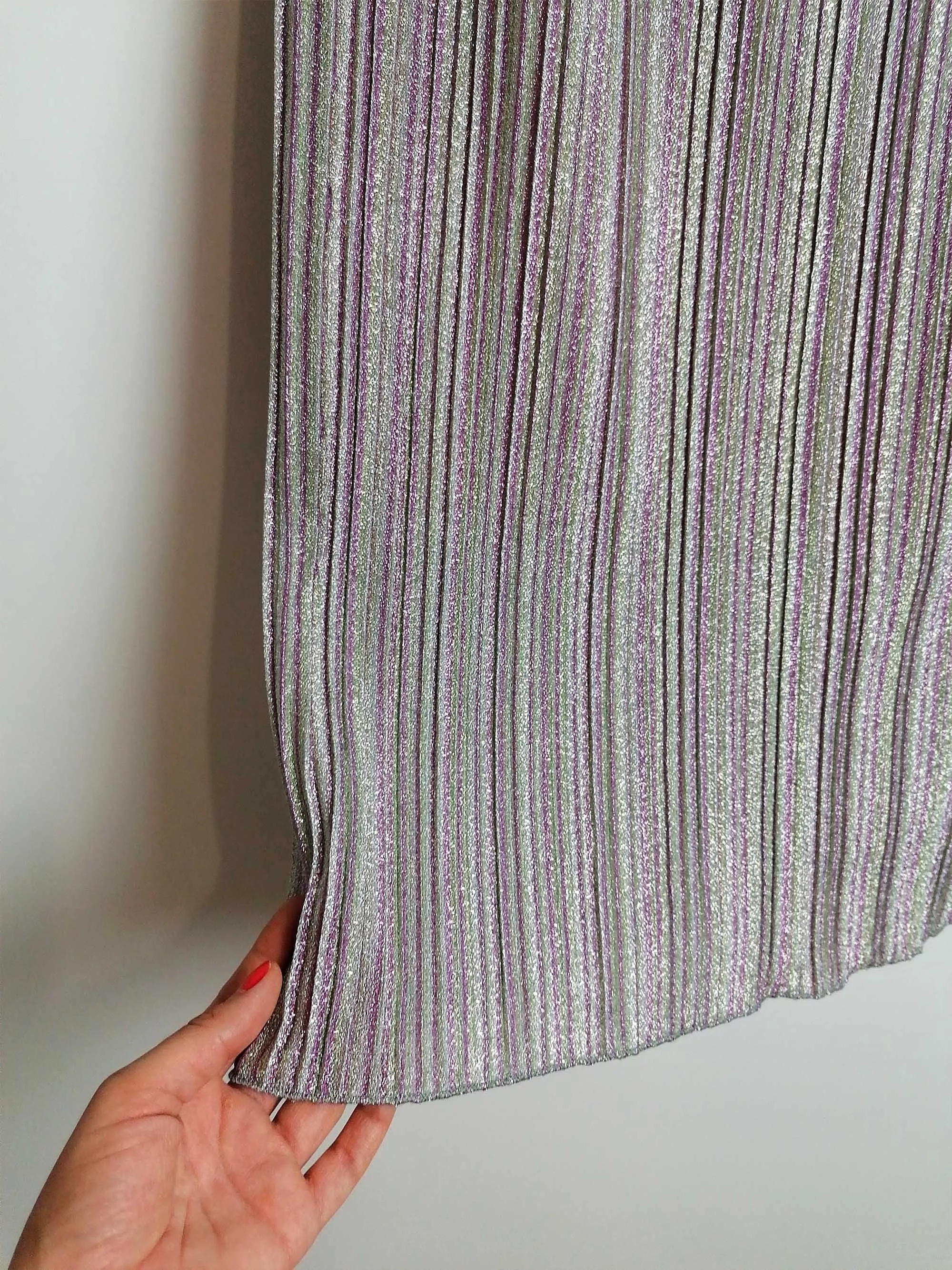 90's Y2K DIXIE Accordion Pleats Lurex Skirt - size S