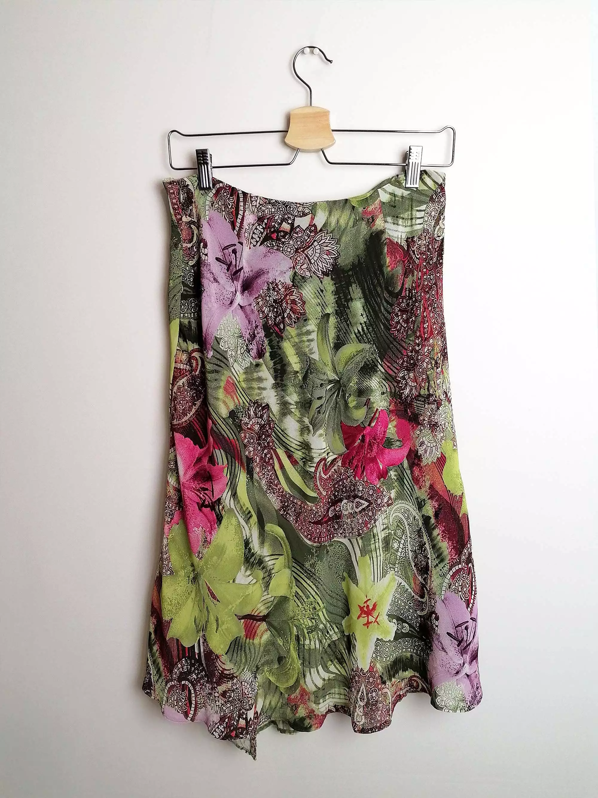 90's Y2K STEILMANN Asymmetric Skirt Floral Print - size M / D 38 / UK 12