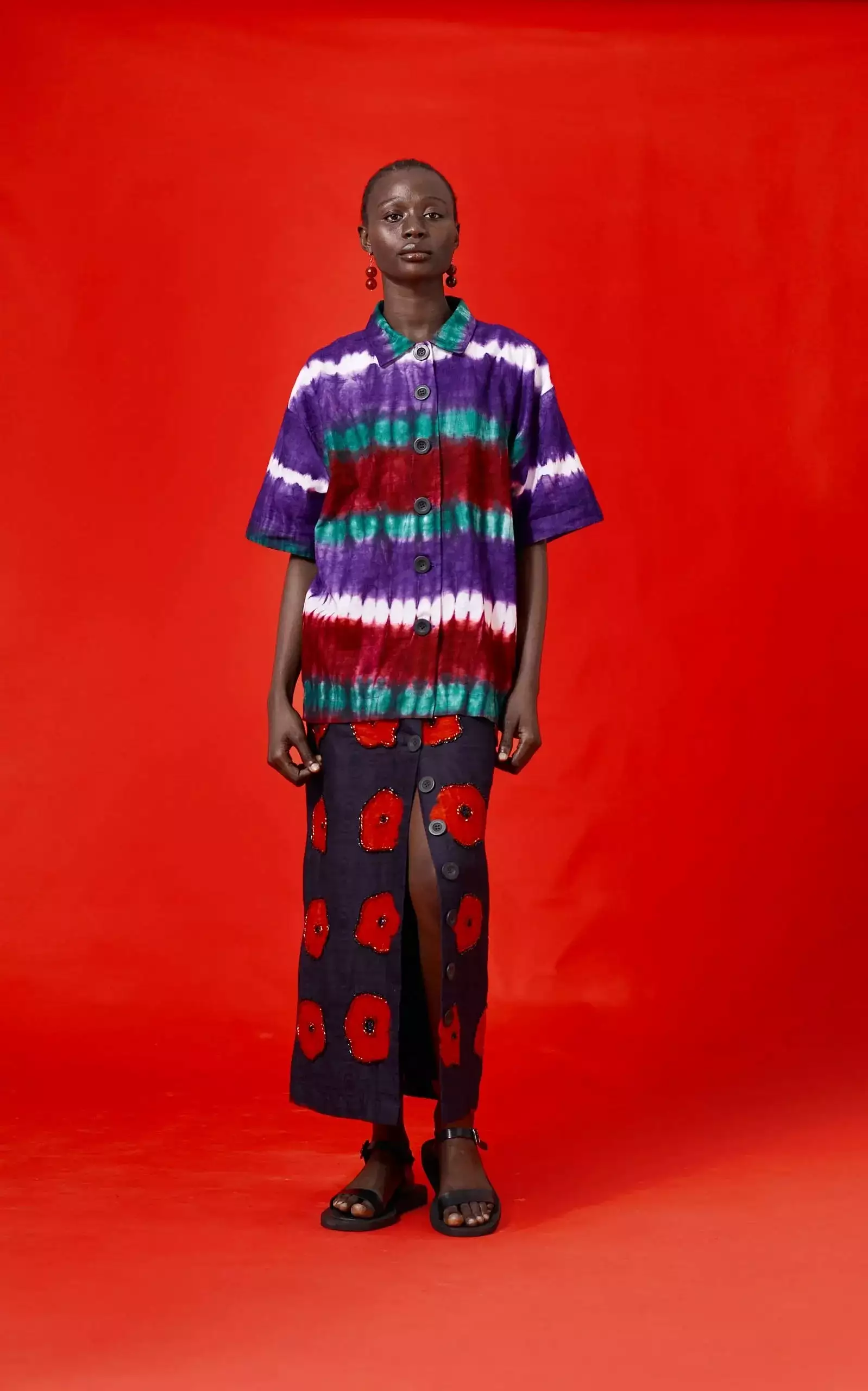 Abiola Olusola BUTTON-DOWN OVERSIZED TIE-DYE SERI SHIRT