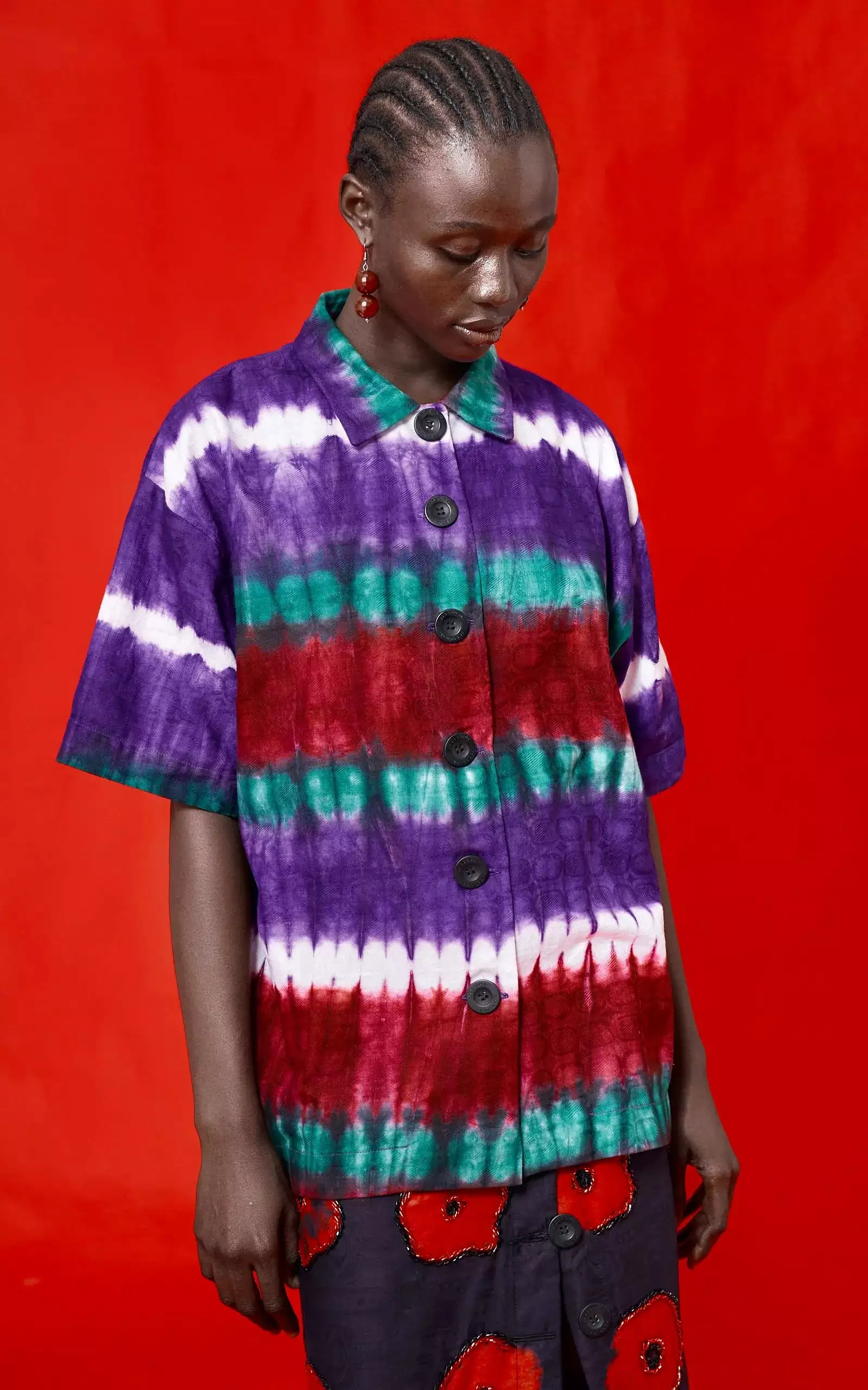 Abiola Olusola BUTTON-DOWN OVERSIZED TIE-DYE SERI SHIRT