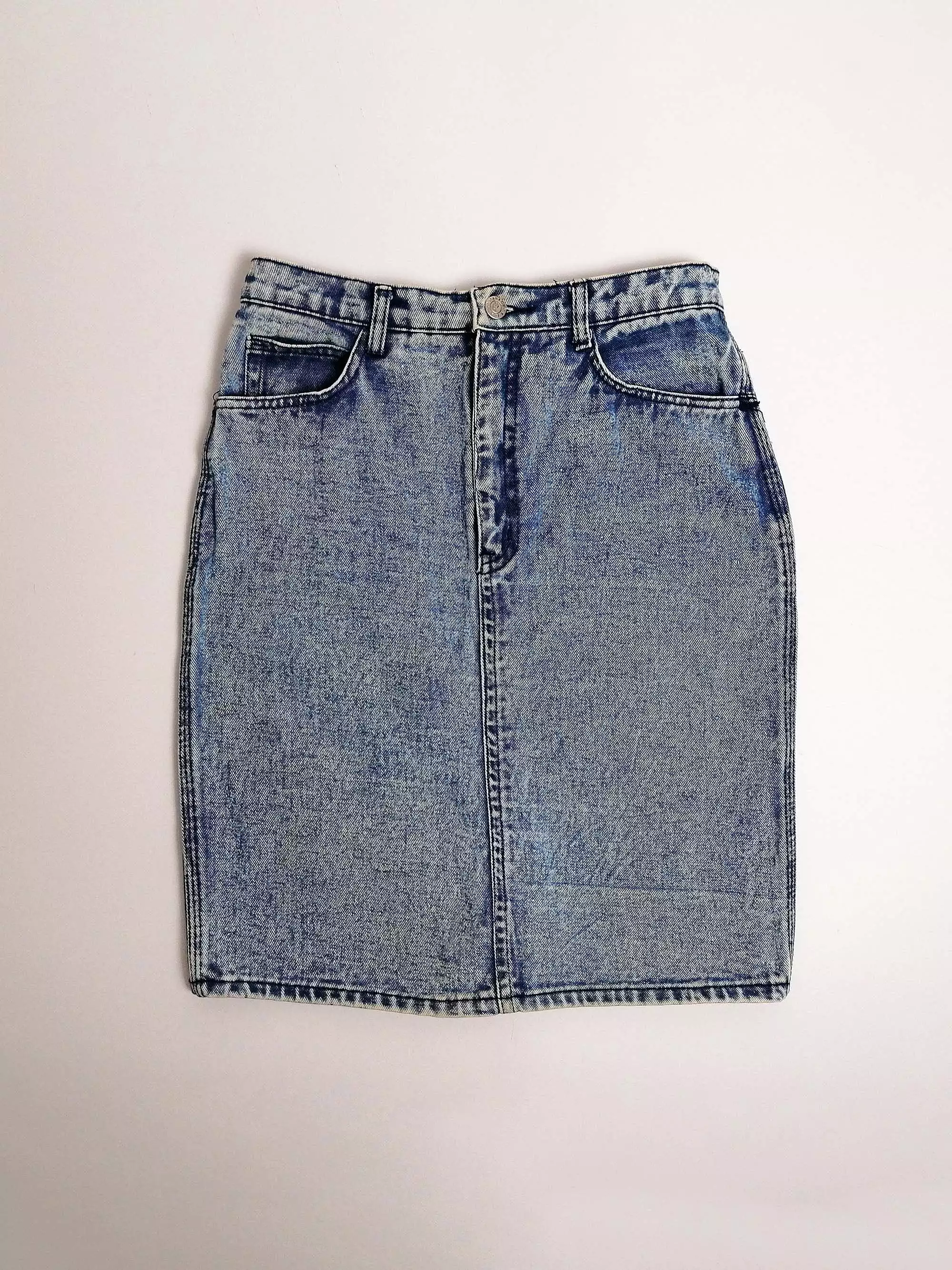 Acidwash Denim Skirt High Waist - size S