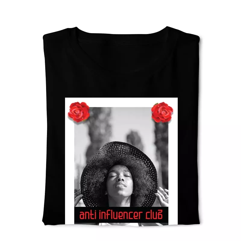 Anti Influencer club Girls- Digital Graphics Basic T-shirt Black