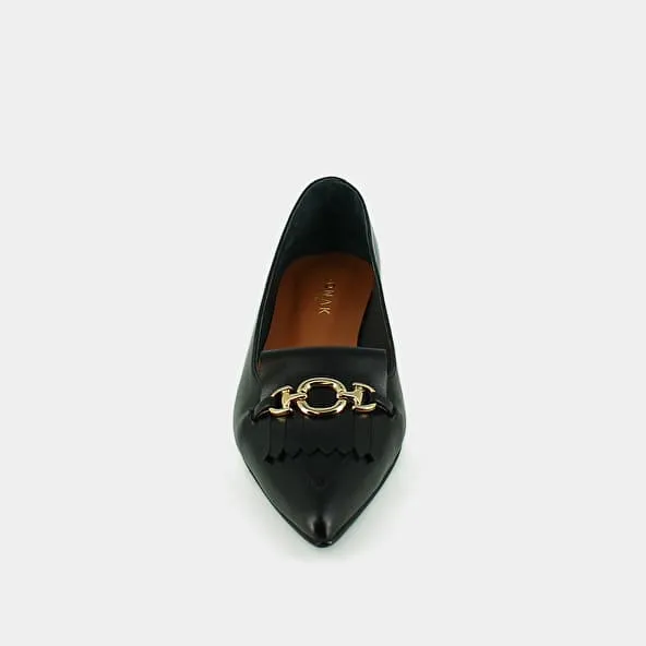 Ballet flats with gold bits in black leather