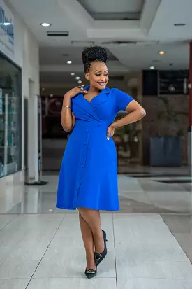 Blue button Aline dress