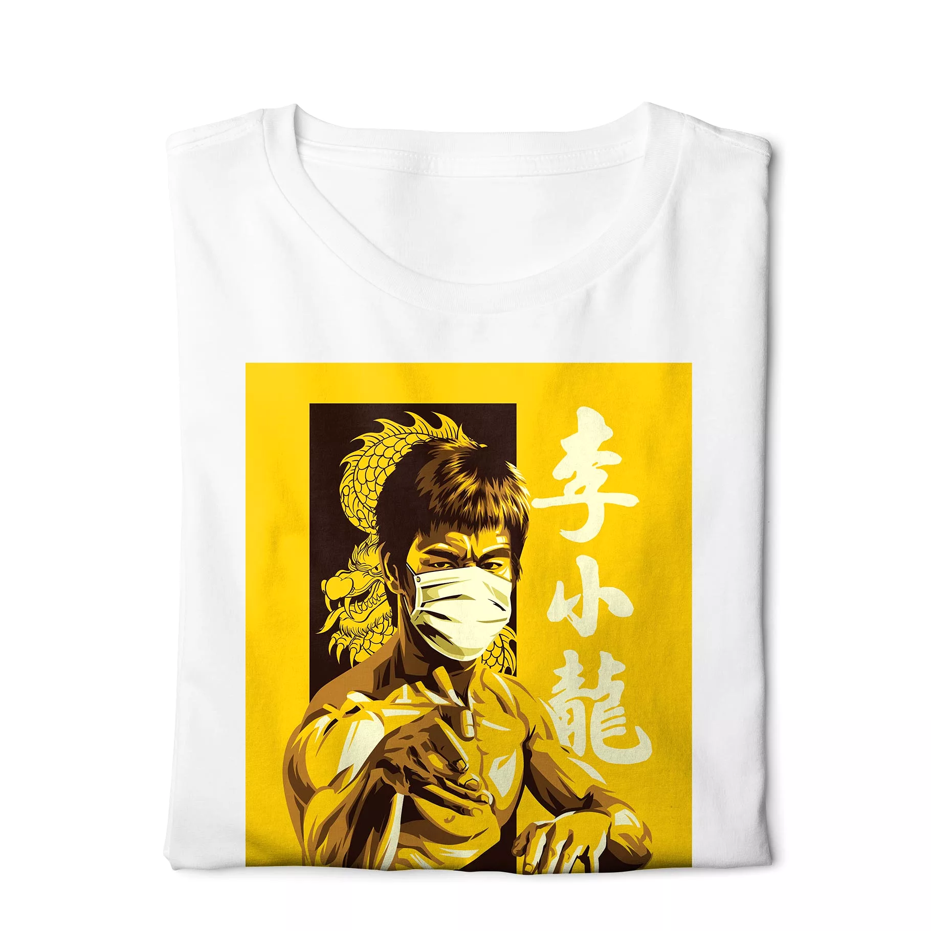 Bruce Lee Kung Flu - Digital Graphics Basic T-shirt White