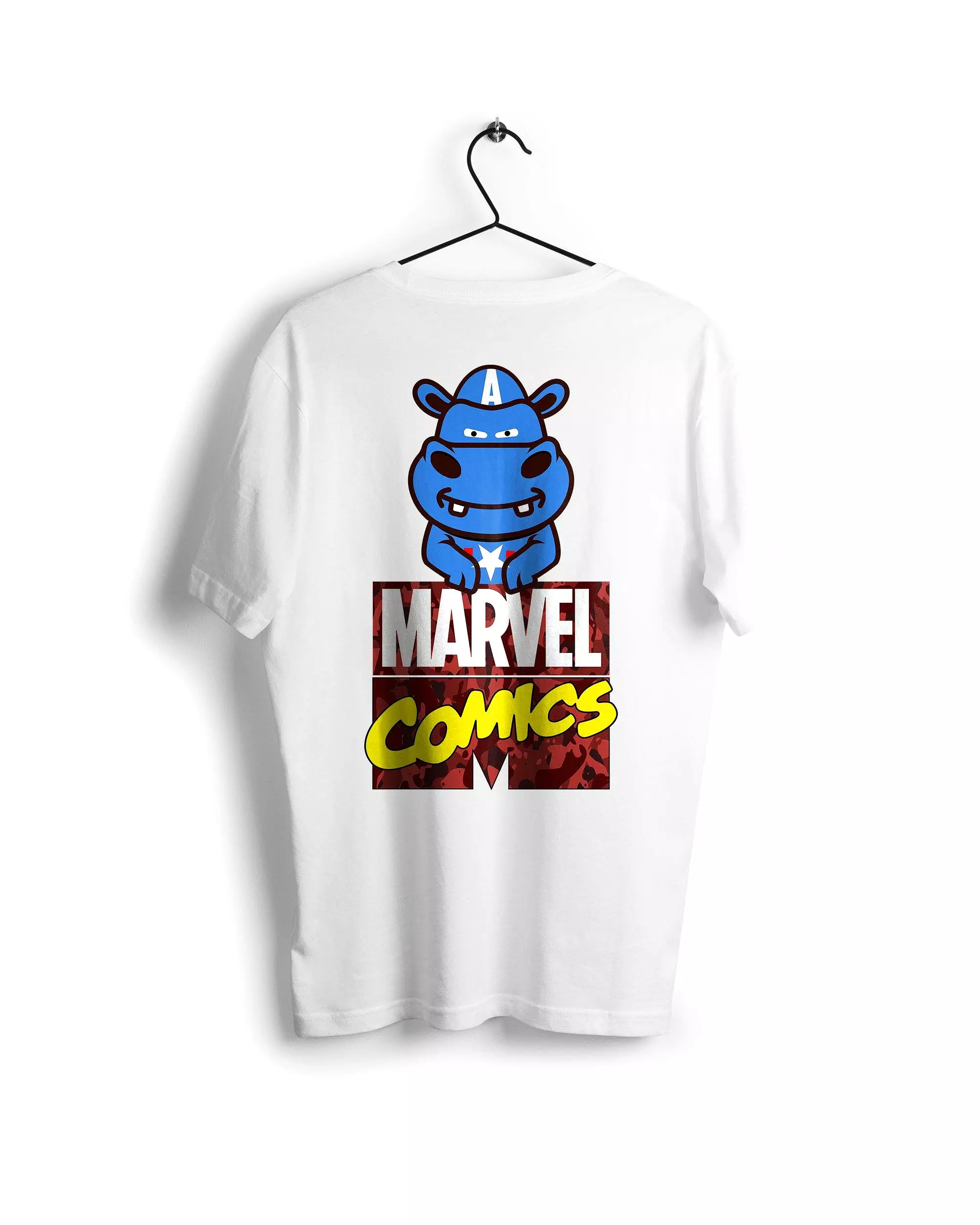 Captain America Marvel X A Ravin Hippo - Digital Graphics Basic T-shirt White