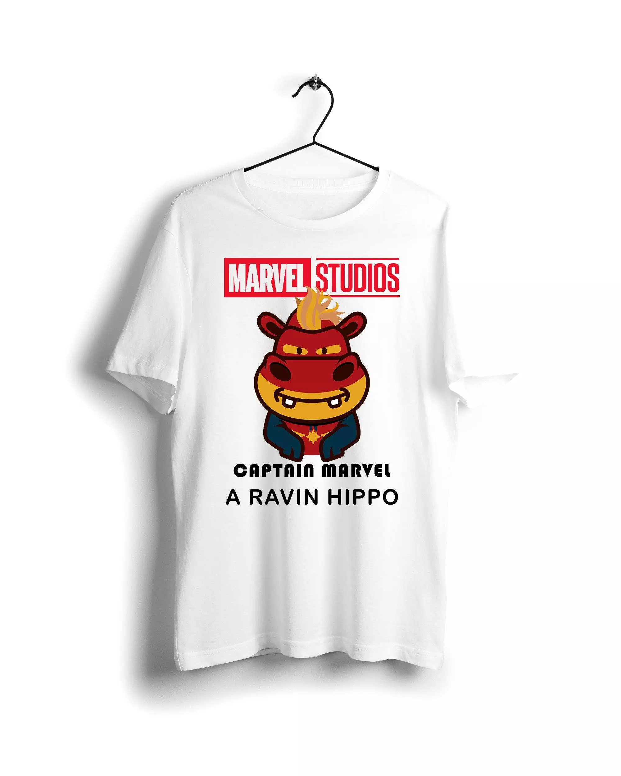 Captain Marvel X A Ravin Hippo - Digital Graphics Basic T-shirt White