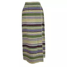 Chanel Putty & Lilac Stripe Weave Wool & Cotton Wrap Maxi Skirt S/M