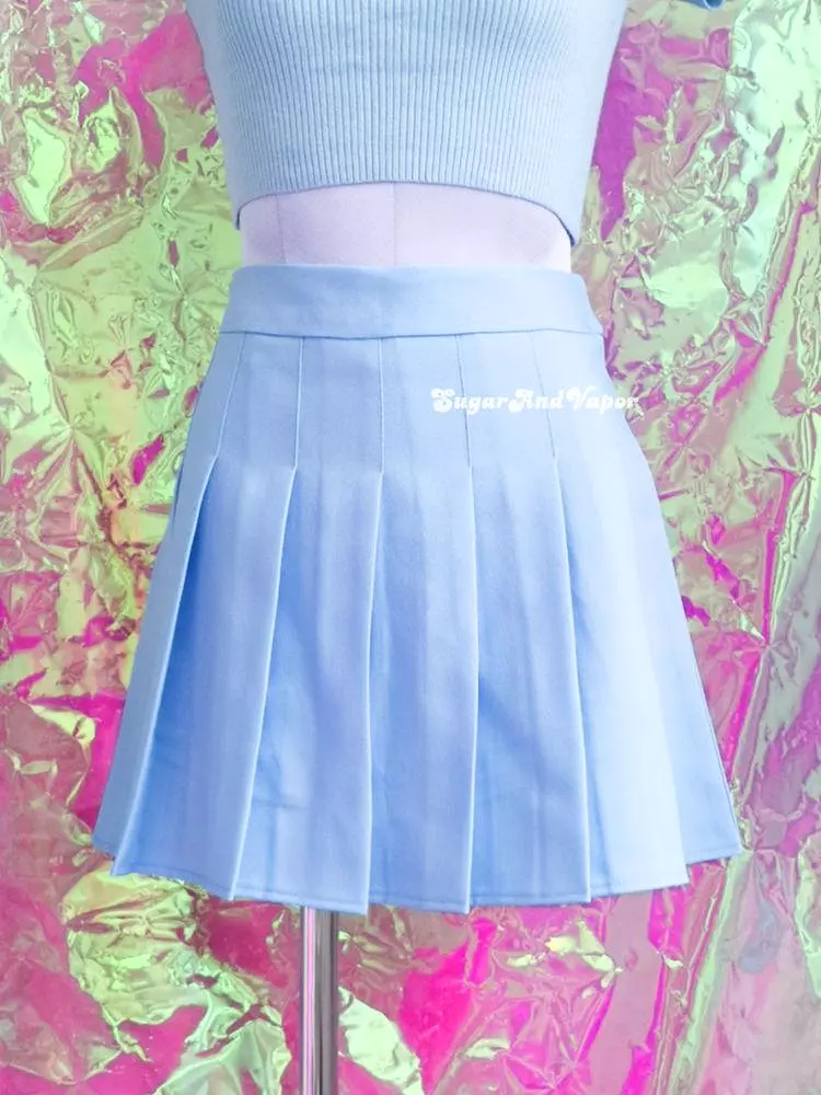 CHER Girly Pure Color Pleated Tennis Skirt