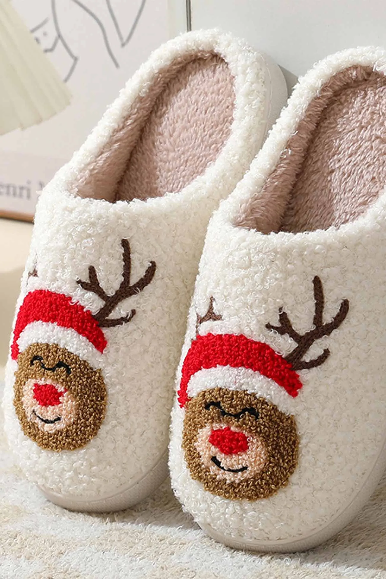 Christmas Graphic Plush House Slippers