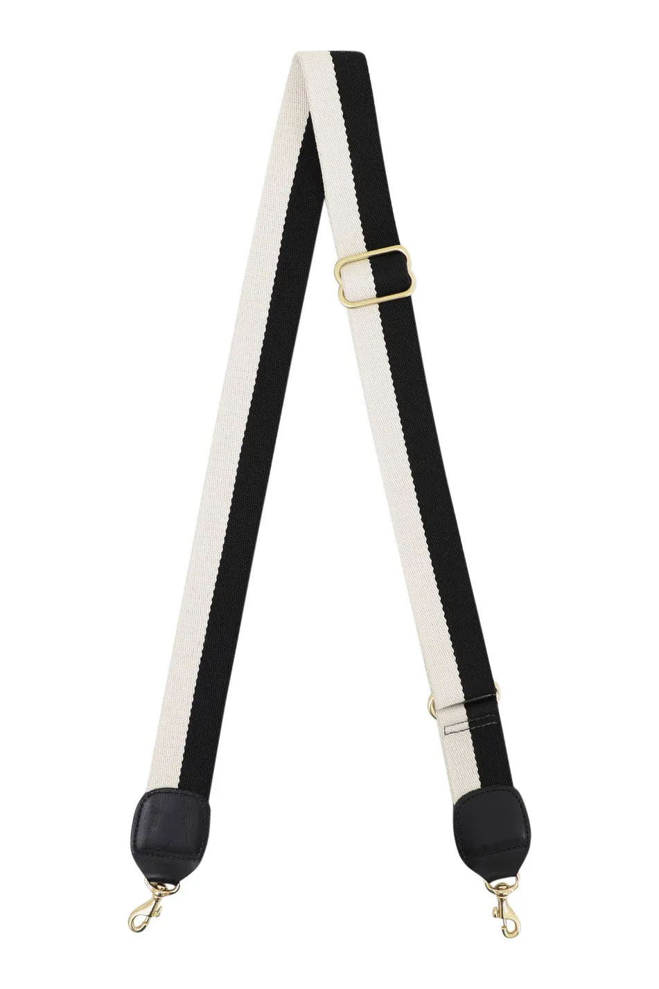 Clare V. Adjustable Webbing Strap in Black & Cream