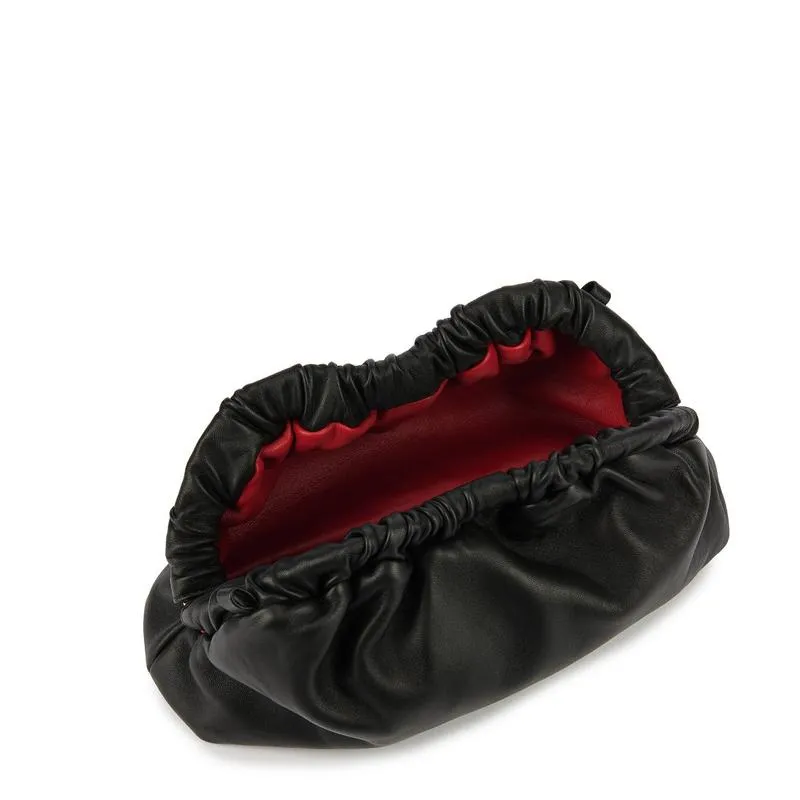 Cloud Clutch Mini Lambskin, Black/Flamma