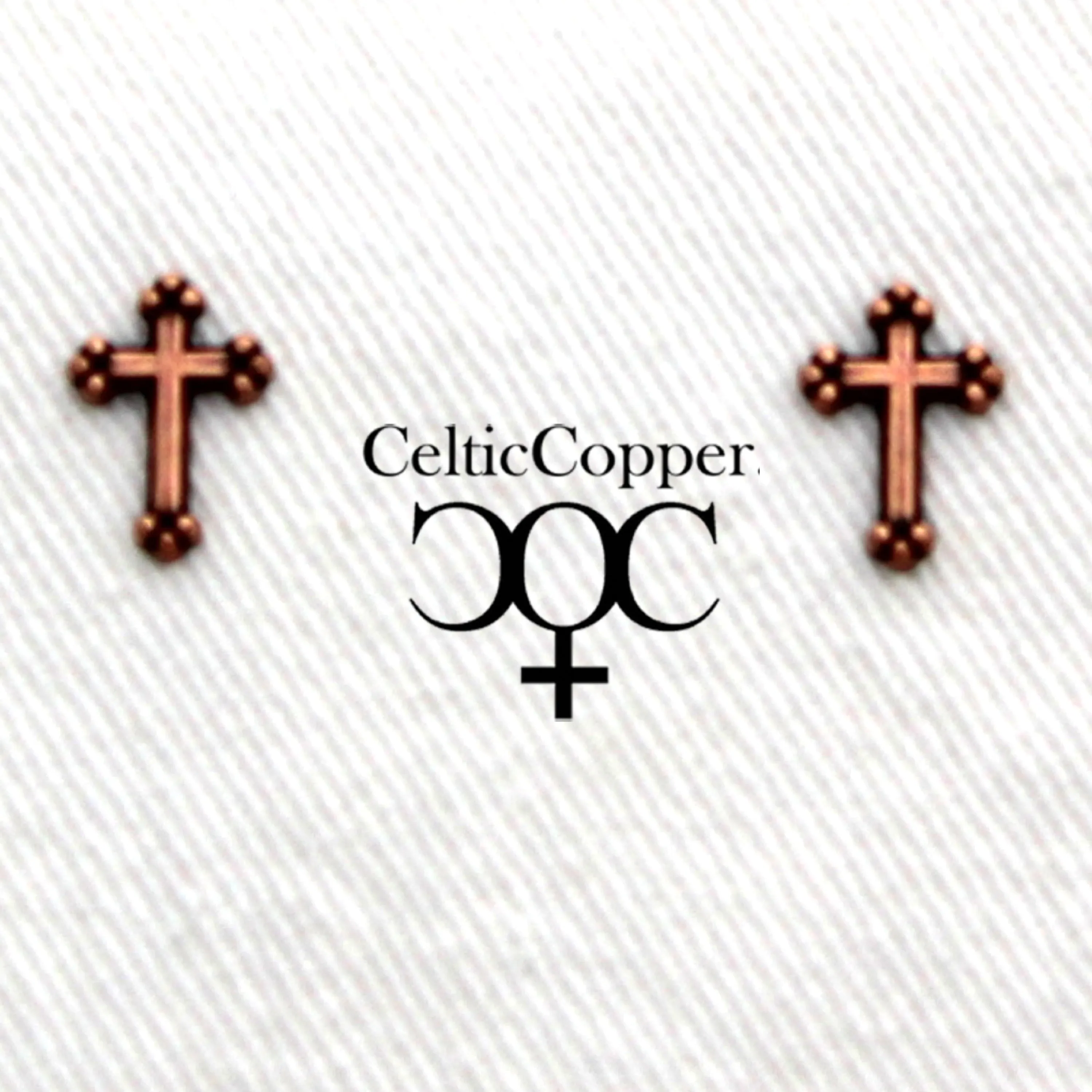 Copper Florentine Cross Earring Studs Solid Copper Post Earring Stud Earrings with Hypoallergenic Steel Post and Clutches