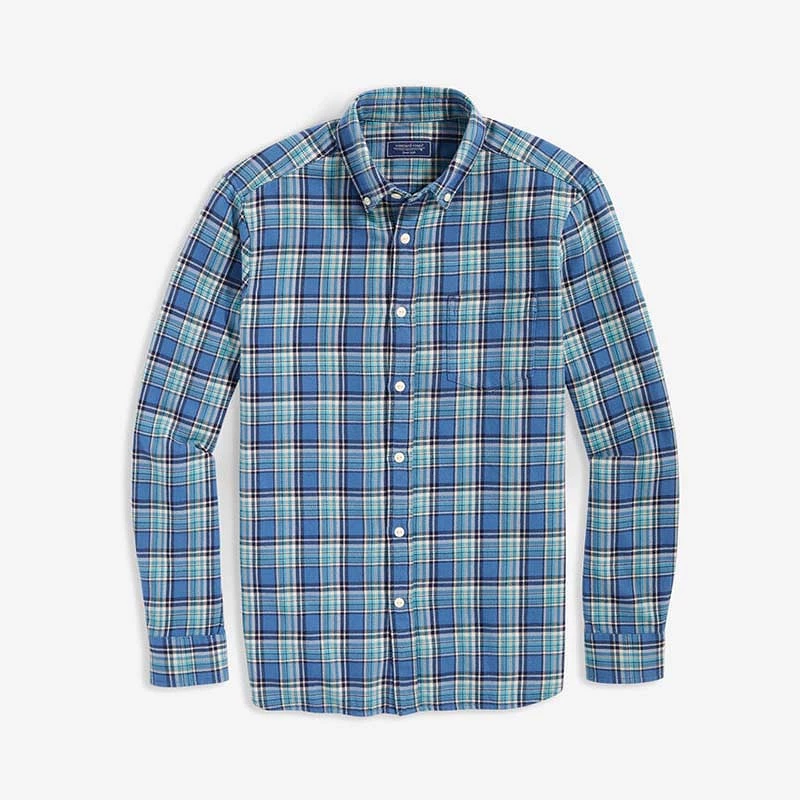 Cotton Twill Plaid Button Down Shirt