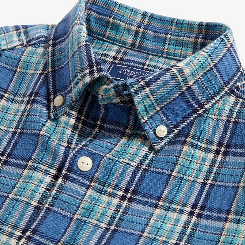 Cotton Twill Plaid Button Down Shirt