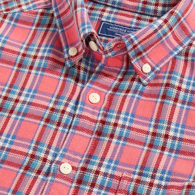 Cotton Twill Plaid Button Down Shirt