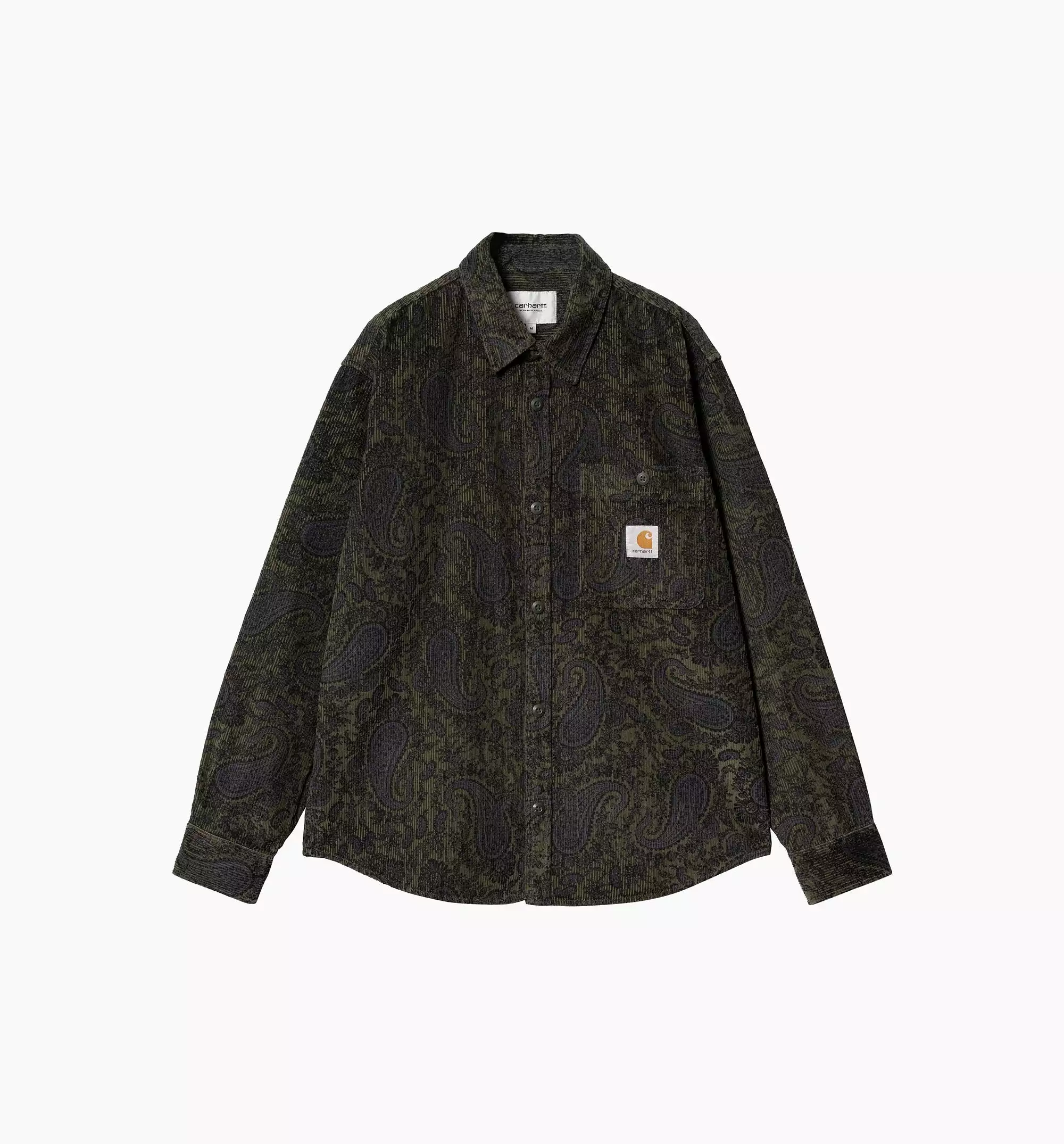 Flint Paisley Mens Long Sleeve Shirt - Black/Green