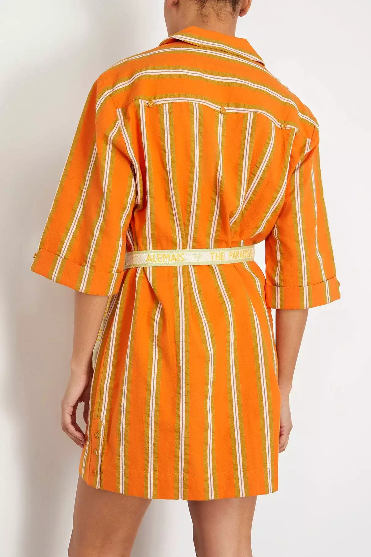 Gina Stripe Mini Dress in Tangerine