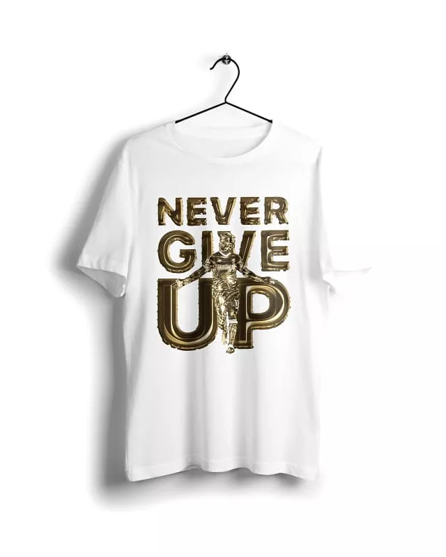 Golden Boy Mo Salah Never Give up - Digital Graphics Basic T-shirt White