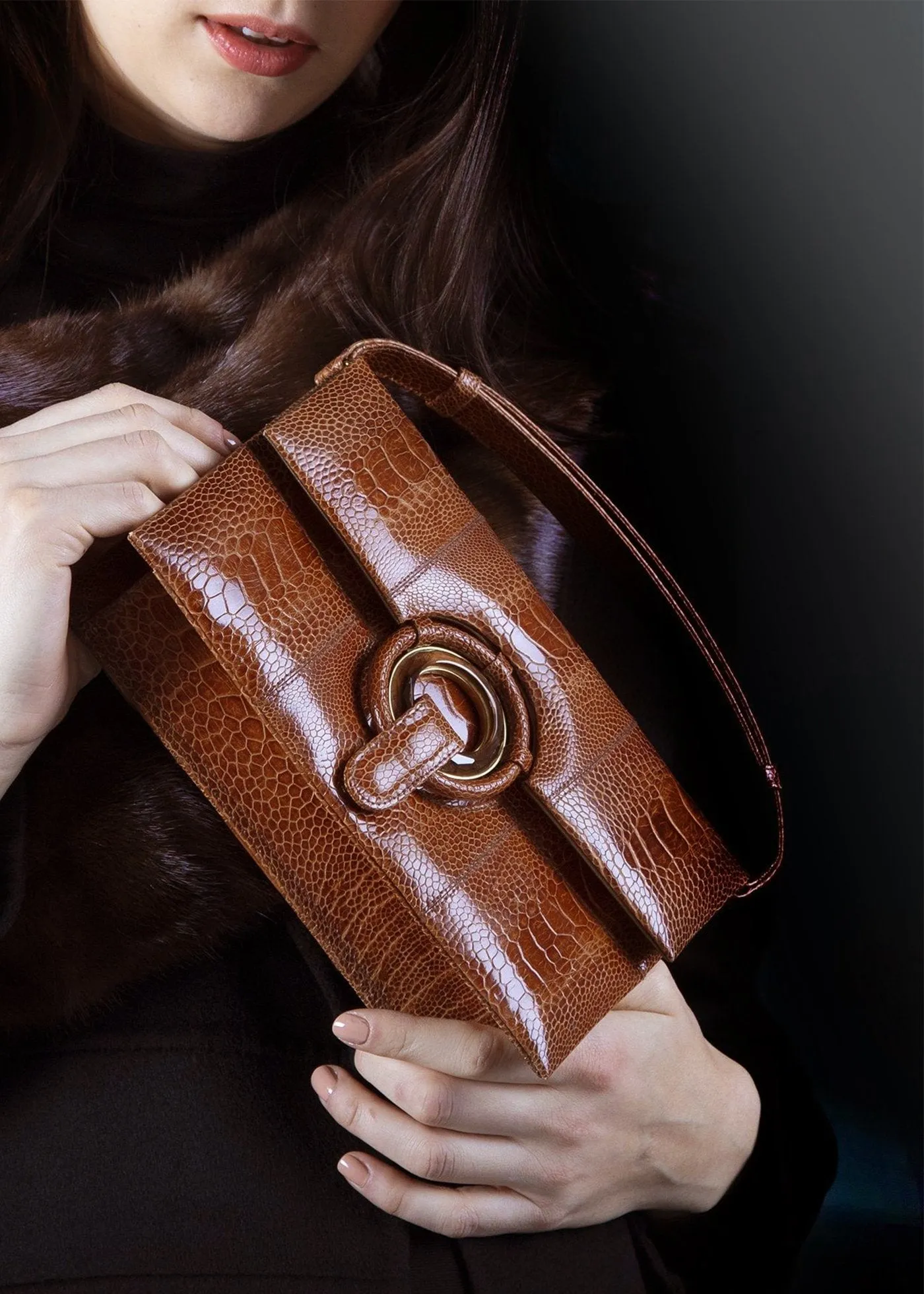 Grommet Handbag - Reddish-Brown, Smokey Topaz Gemstone