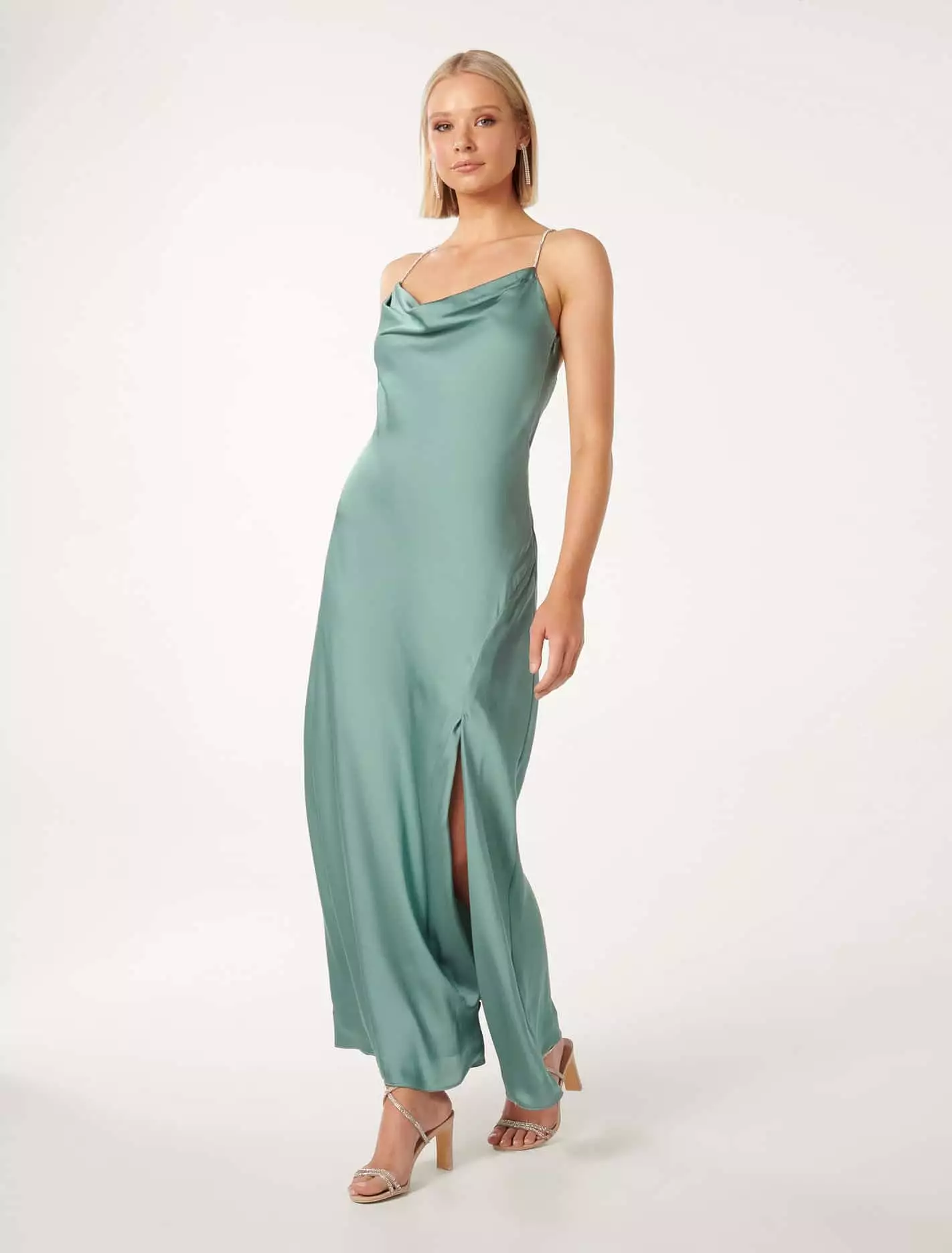 Hannah Diamante Strap Satin Dress