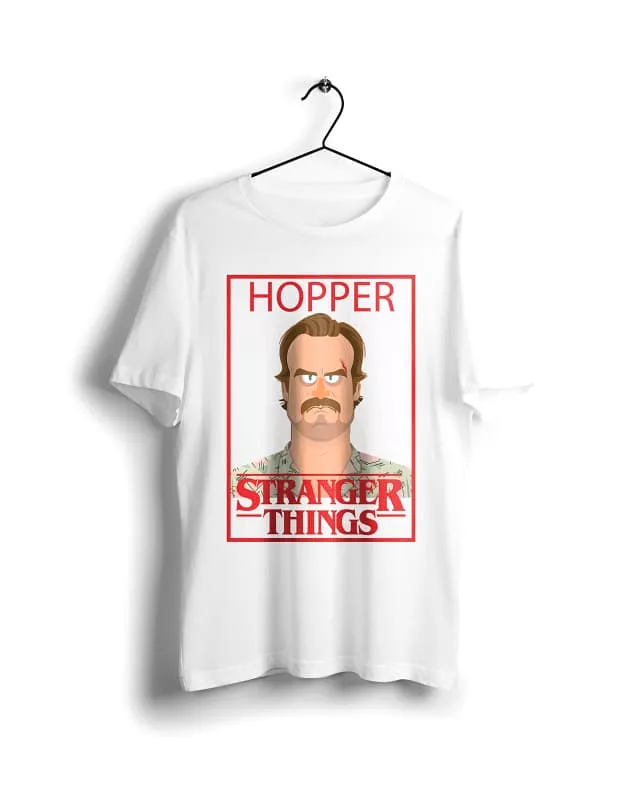 Hopper Stranger Things - Digital Graphics Basic T-shirt White