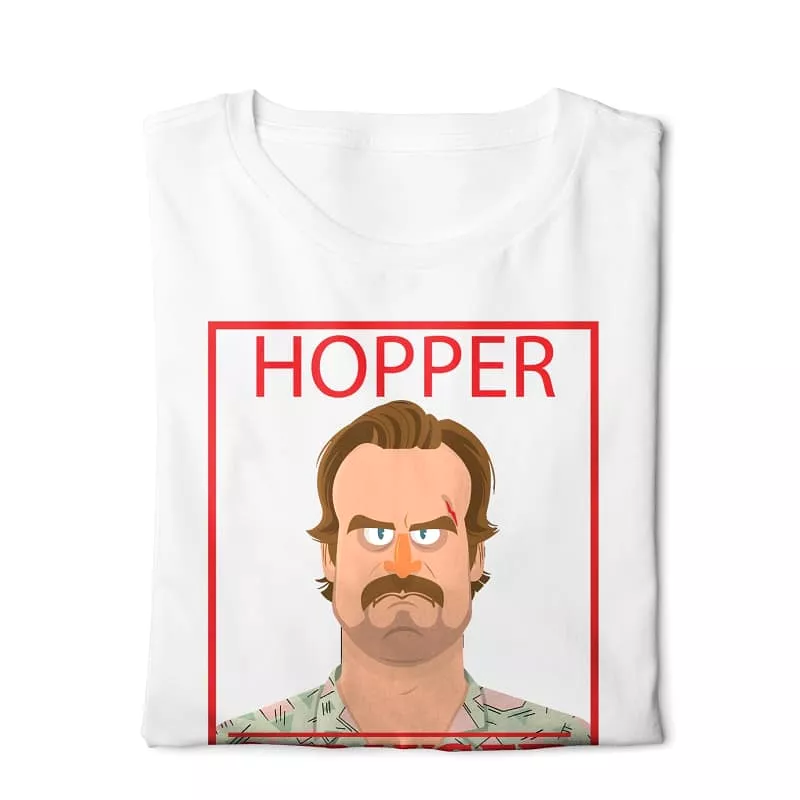 Hopper Stranger Things - Digital Graphics Basic T-shirt White