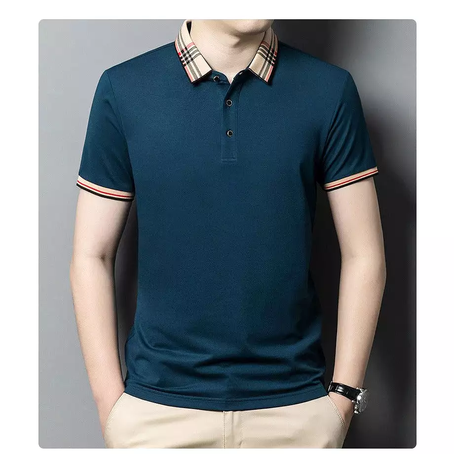 INSTOCK - Summer men's lapel polo shirt solid color casual men's