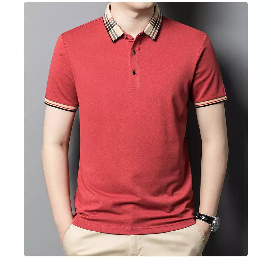 INSTOCK - Summer men's lapel polo shirt solid color casual men's