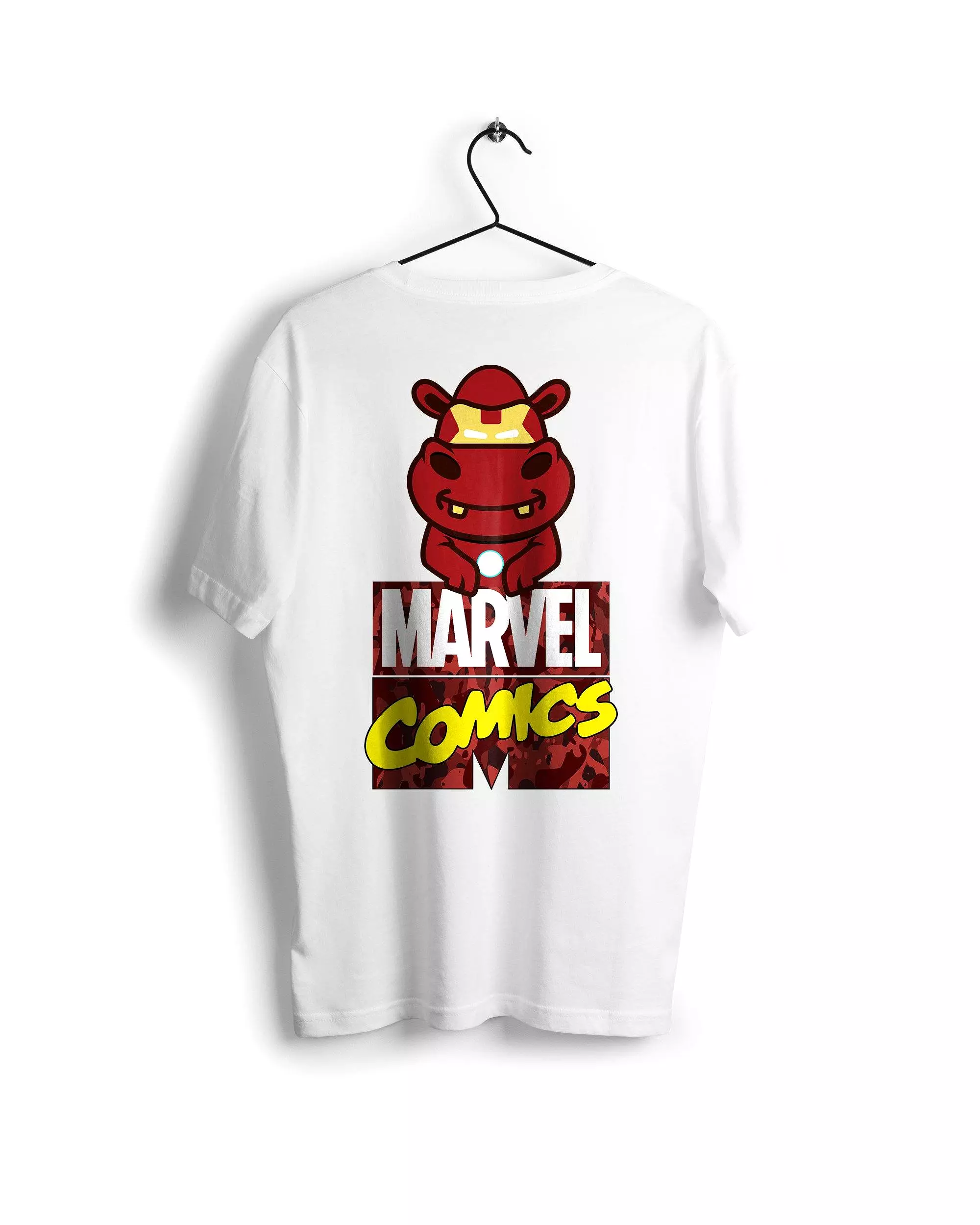 Iron Man Marvel X A Ravin Hippo - Digital Graphics Basic T-shirt White