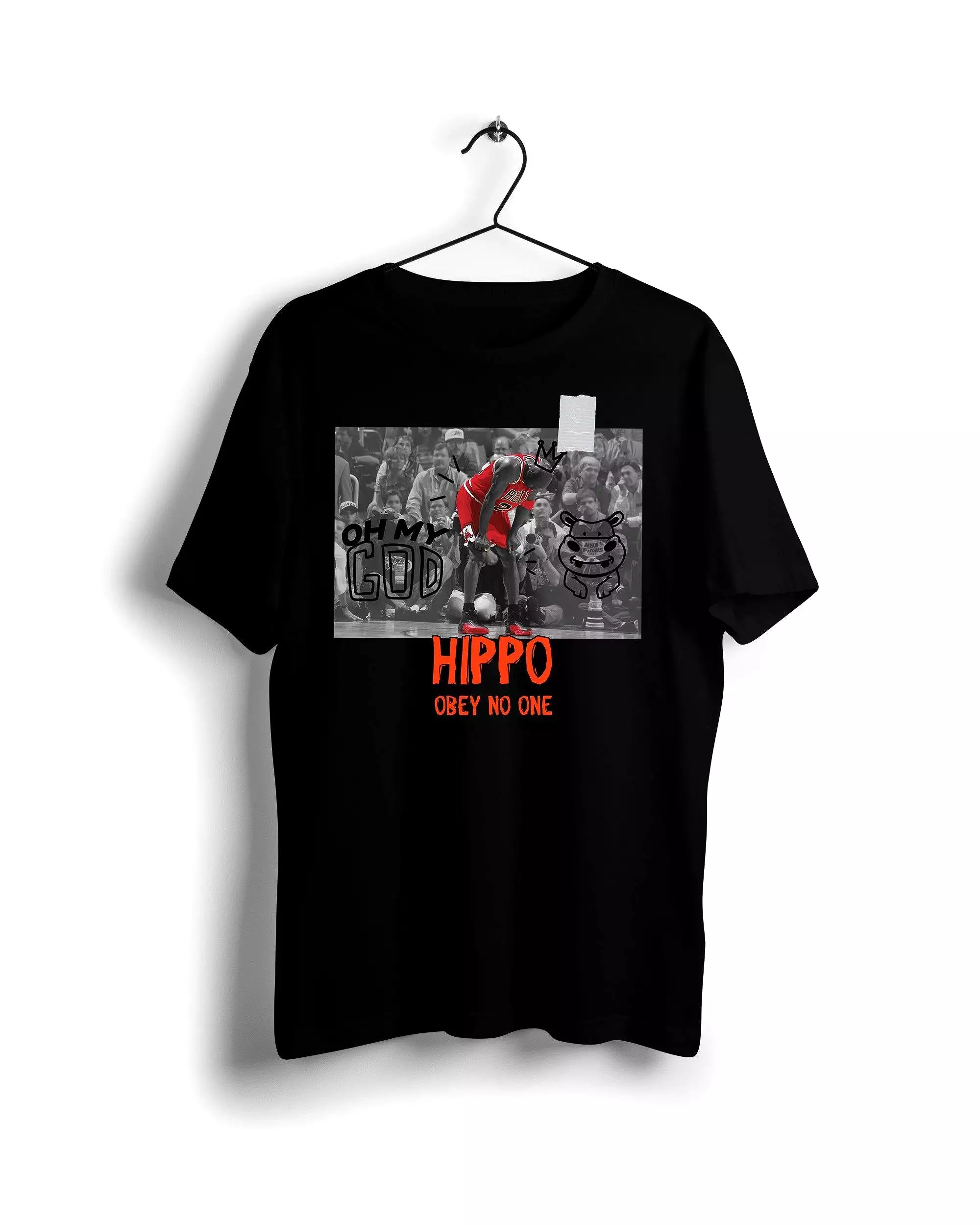 Jordan Hippo Throwback - Digital Graphics Basic T-shirt Black