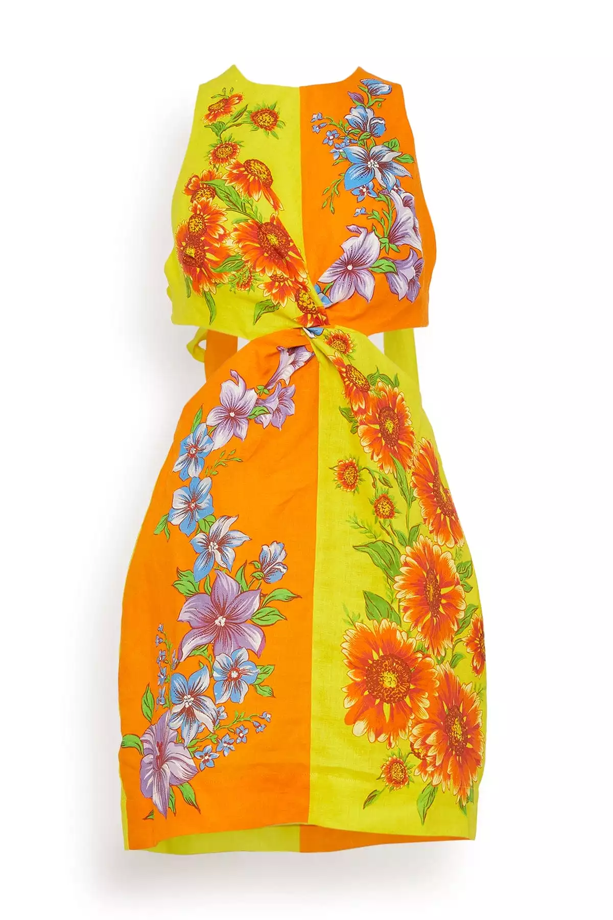 Jude Twist Mini Dress in Orange/Yellow