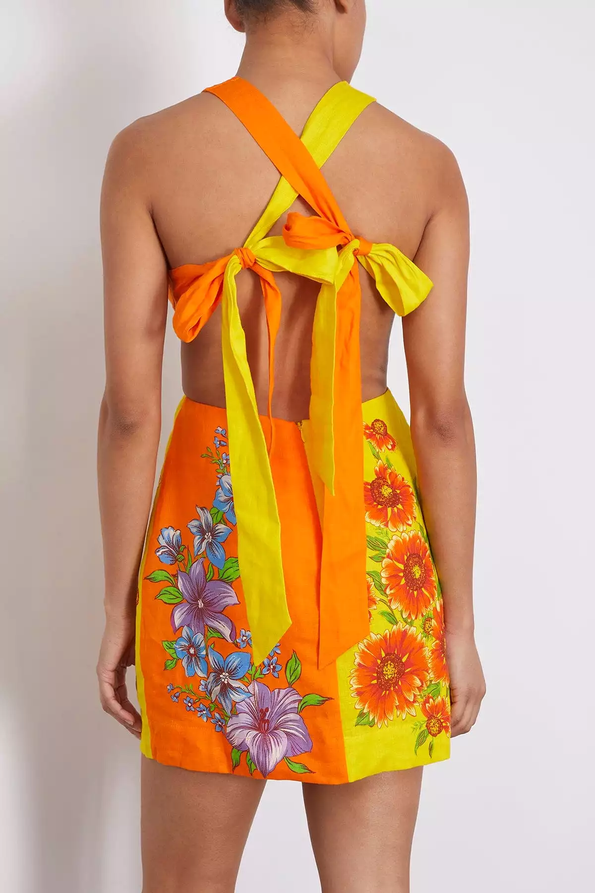 Jude Twist Mini Dress in Orange/Yellow