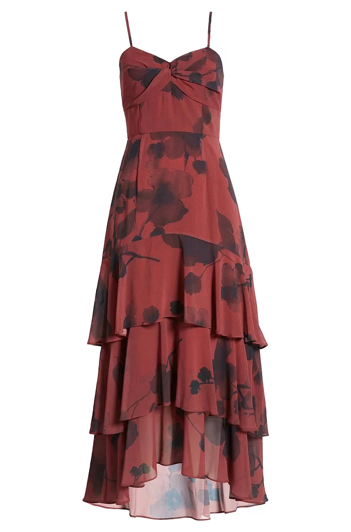 Kennedi Wine Watercolor Dress