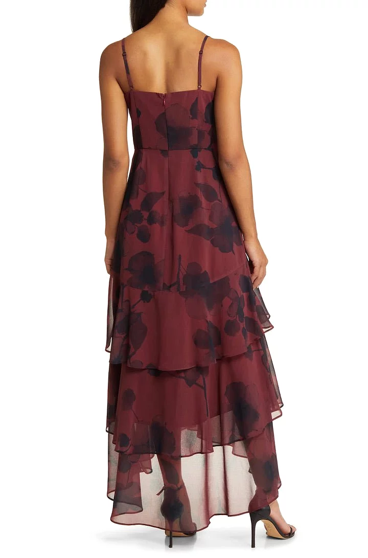 Kennedi Wine Watercolor Dress