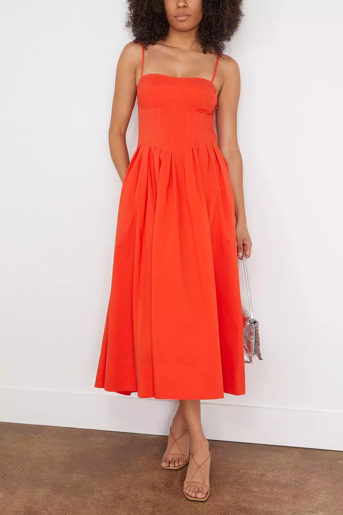 Kittiya Sleeveless Midi Dress in Flame