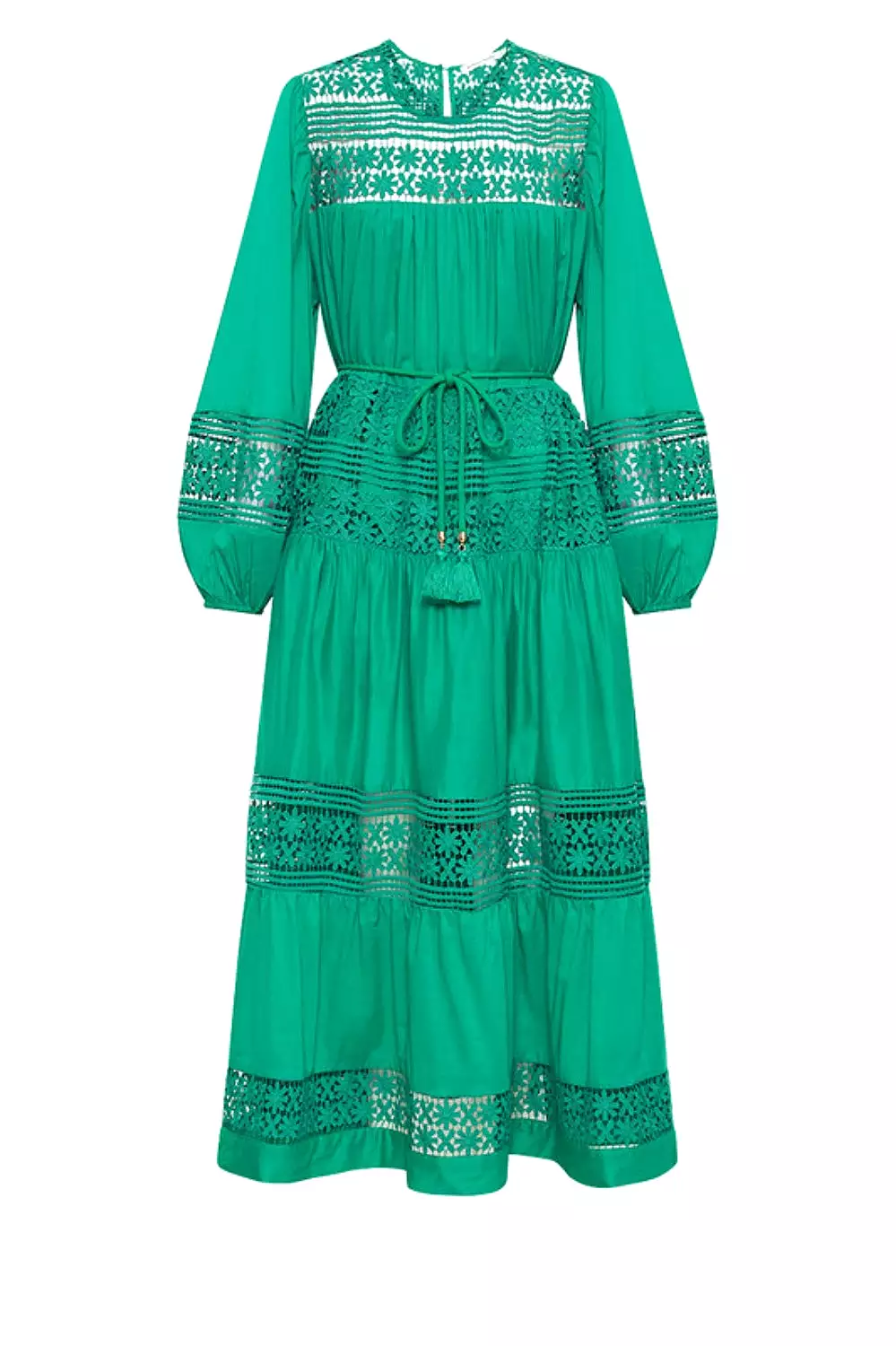 LACE INSERT MAXI DRESS EMERALD