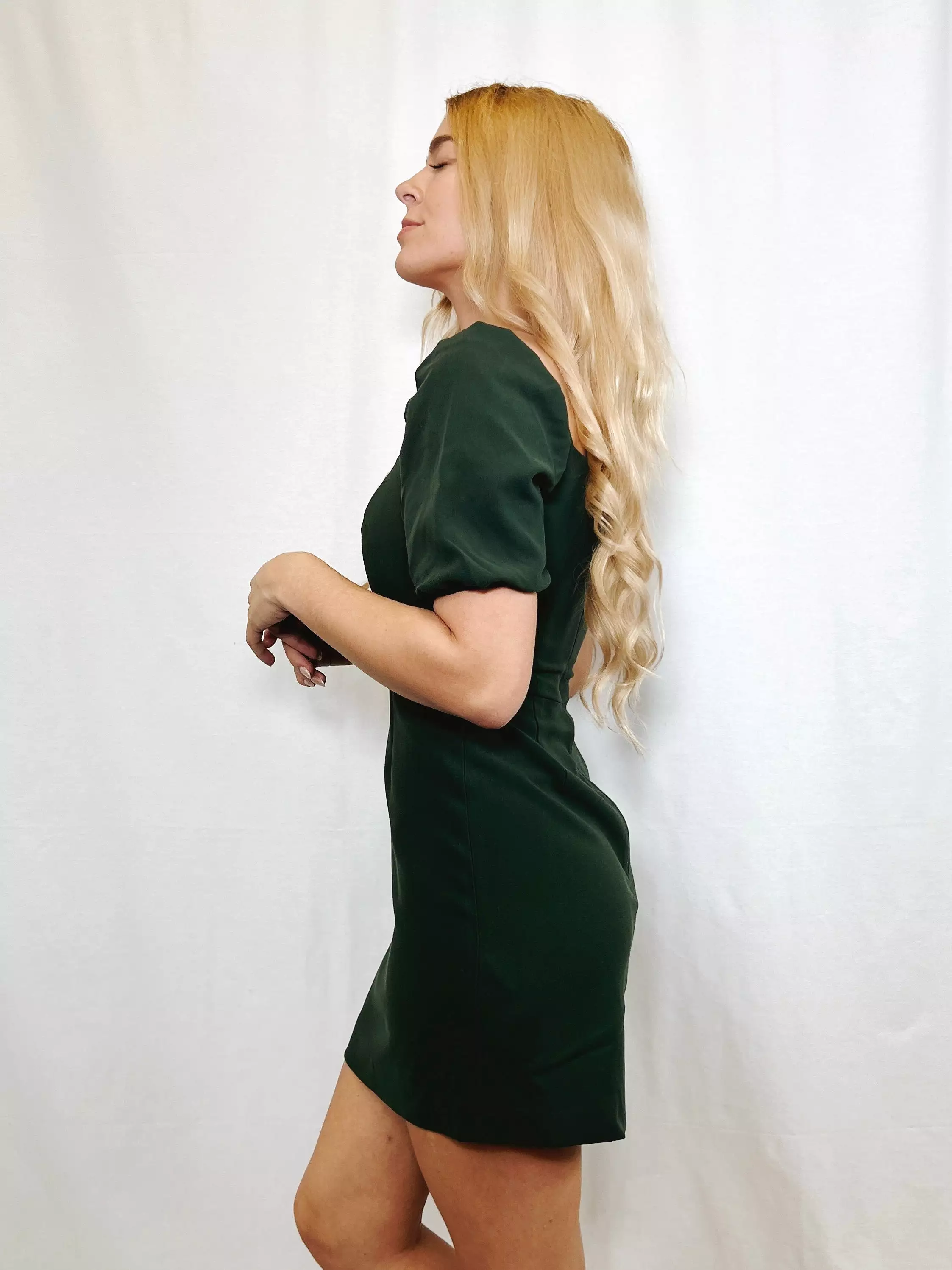 Laurel Green Berina puff sleeve dress