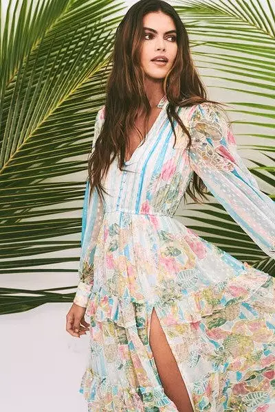 Lily Long Sleeve Printed Maxi Dress