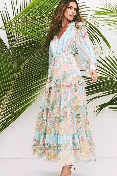 Lily Long Sleeve Printed Maxi Dress