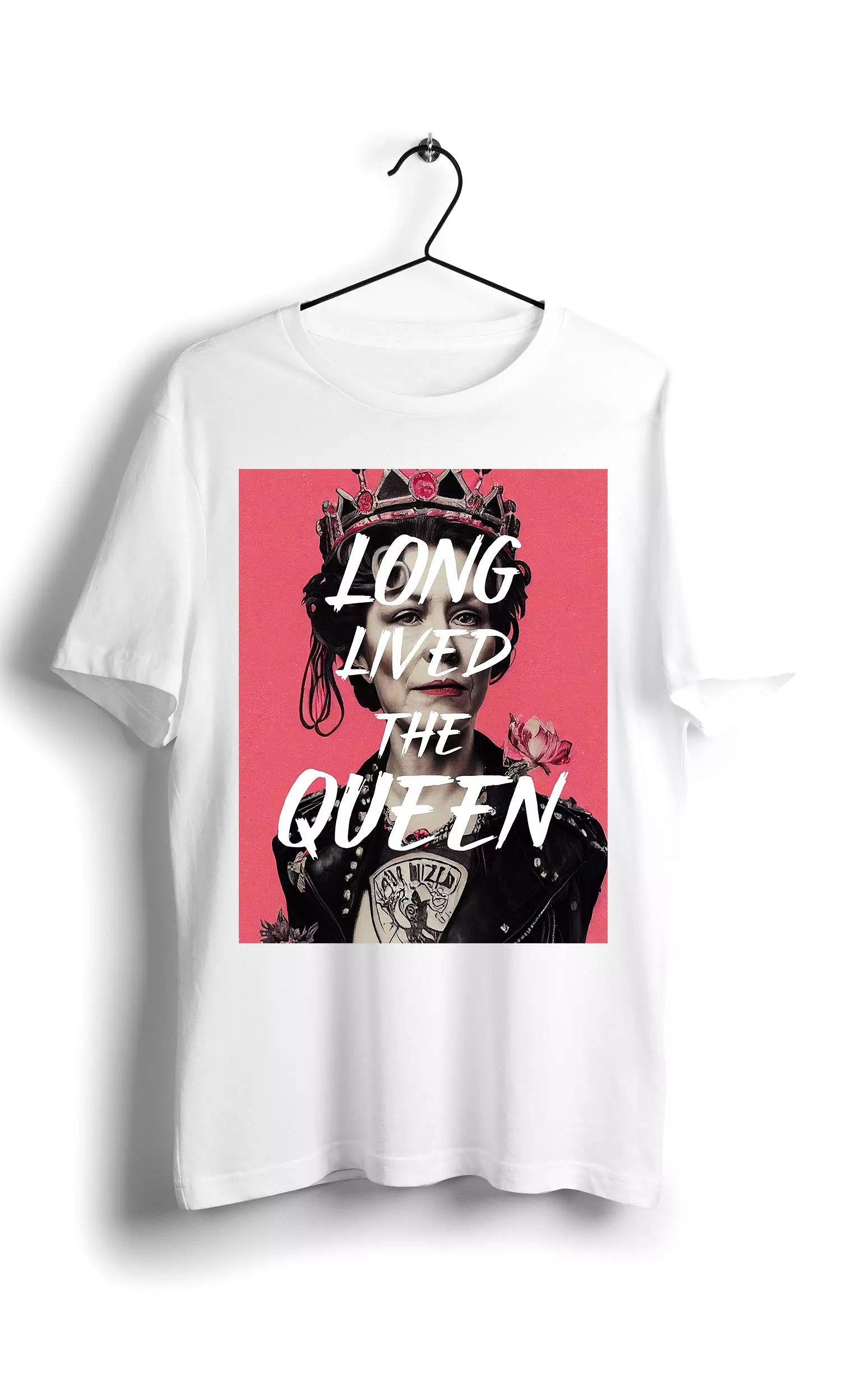 Long Lived The Queen X Rock n Roll n love- Digital Graphics Basic T-shirt white