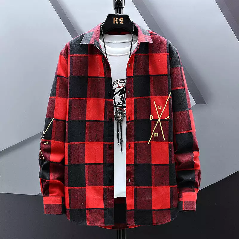 Men's Casual Loose Plaid Shirt