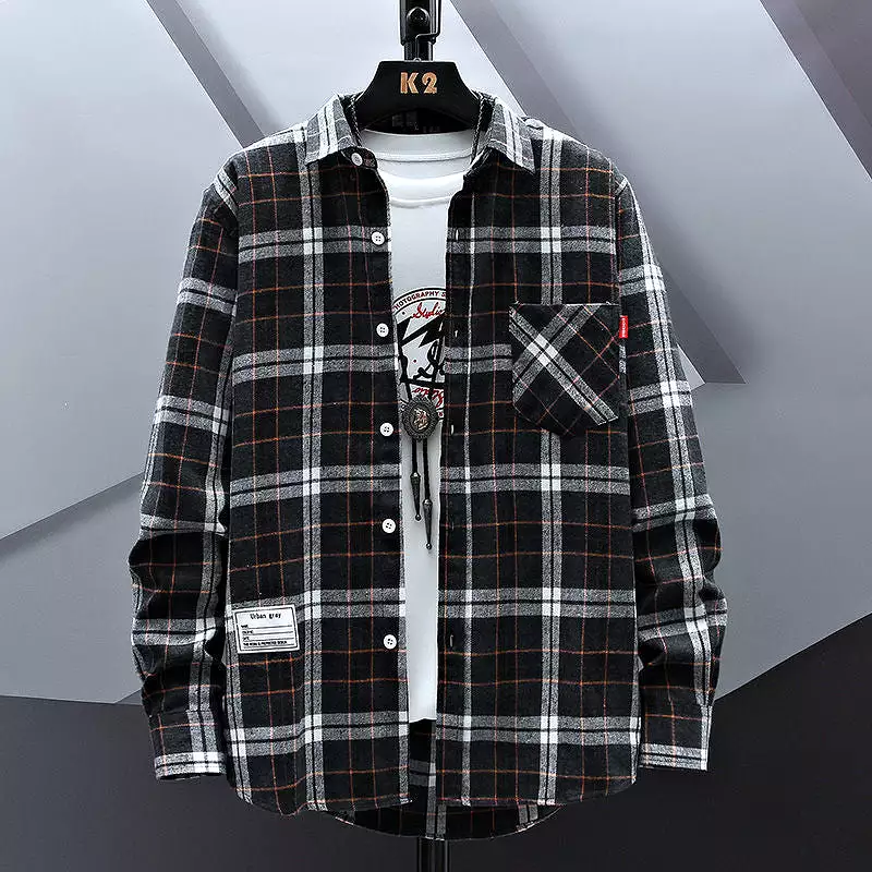 Men's Casual Loose Plaid Shirt