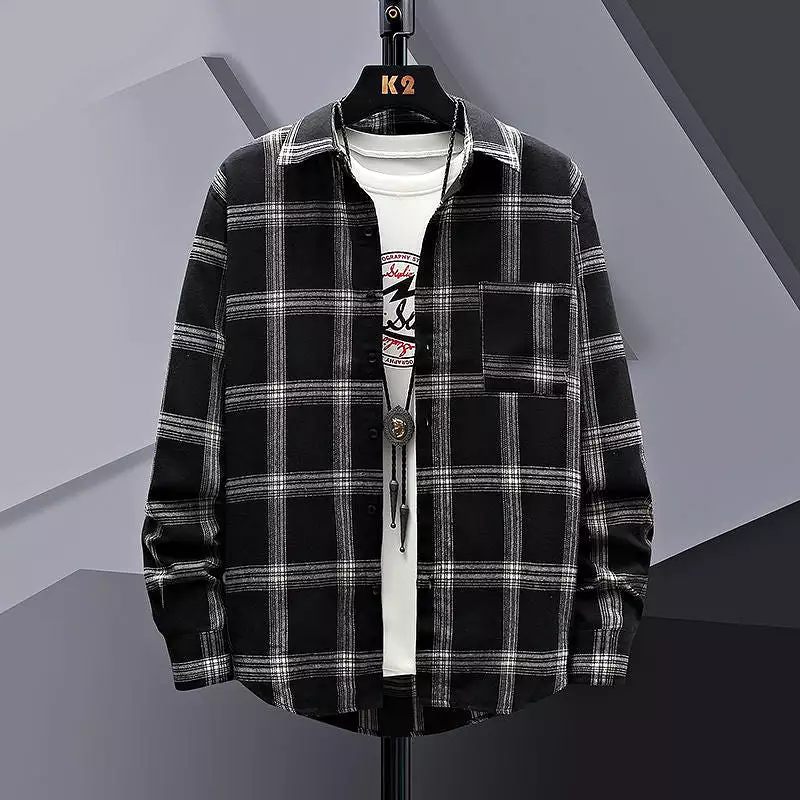 Men's Casual Loose Plaid Shirt