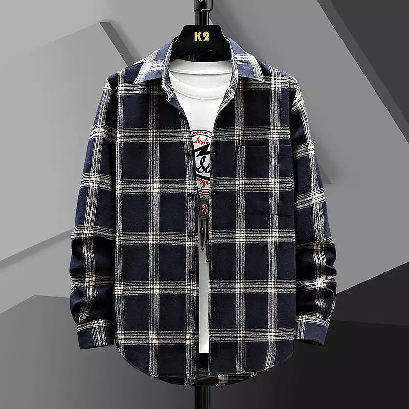 Men's Casual Loose Plaid Shirt