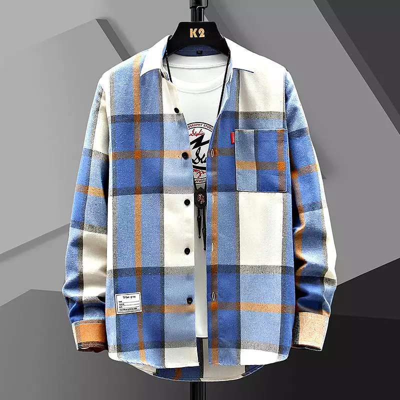 Men's Casual Loose Plaid Shirt